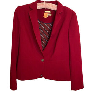 TALBOTS Woven in Italy red one button blazer size 6